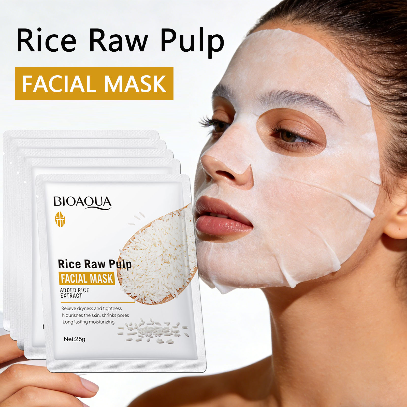 Korean Skincare Routine - 1/5/10/20pcs Rice Raw Pulp Facial Masks