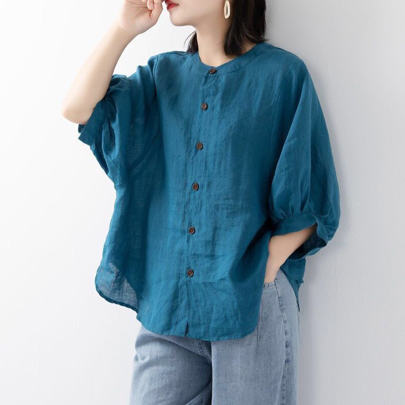 Cotton and linen shirt women's - Korean Lifestyle ulasan dan harga